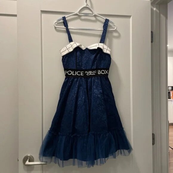 Hot topic Navy blue and white Doctor Who Tardis dress XS #cosplay - Picture 1 of 5